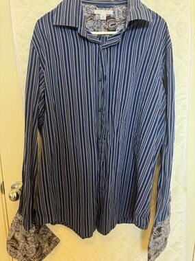 Banana Republic Blue, Brown & White Paisley Button-Up Shirt